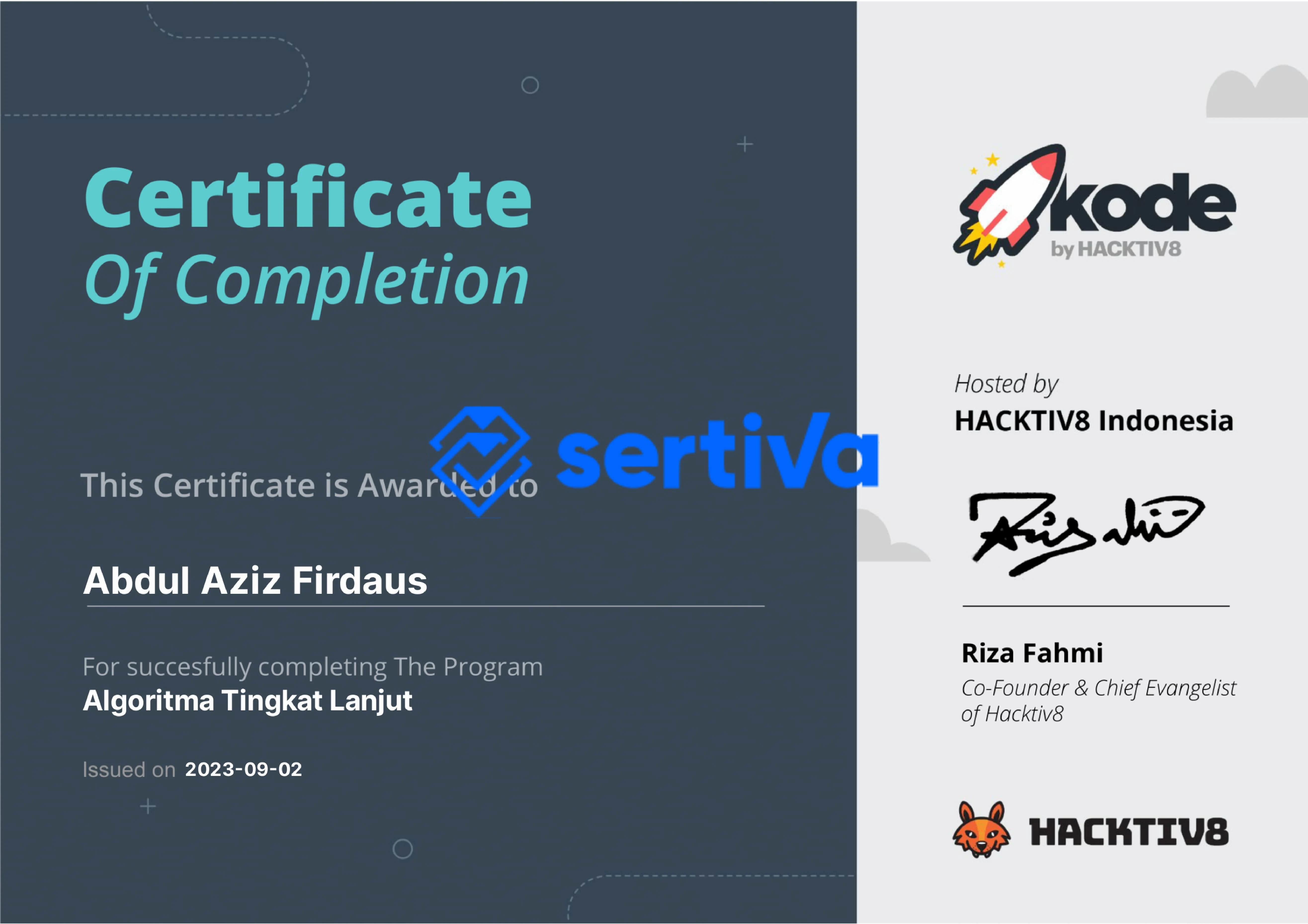 Certificate Courses Algoritma Tingkat Lanjut